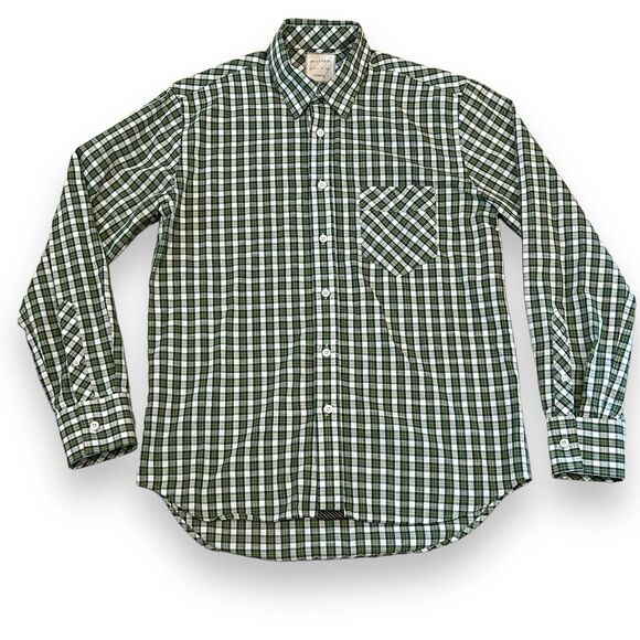 Billy Reid Standard Cut Green Plaid Long Sleeve Button Down Shirt Size S Cotton - Picture 2 of 8